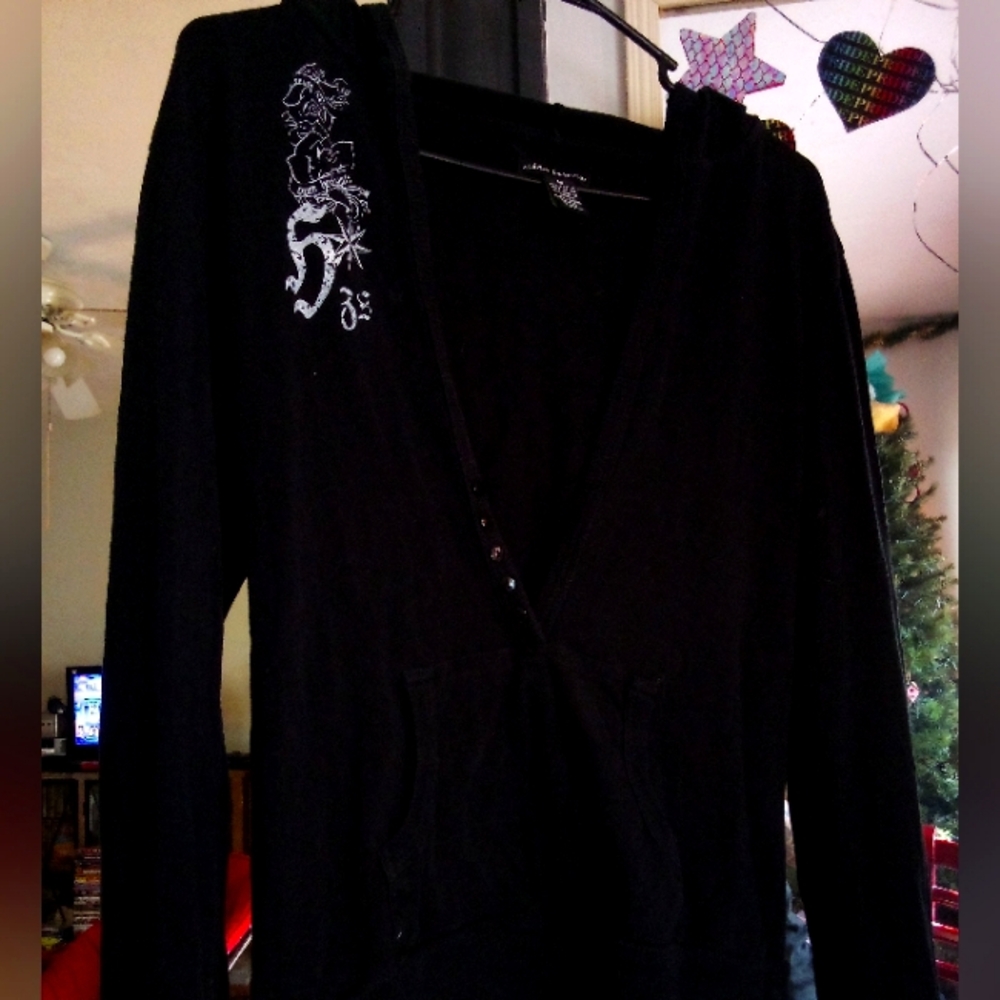 Urban Behavior Black Hooded Cardigan